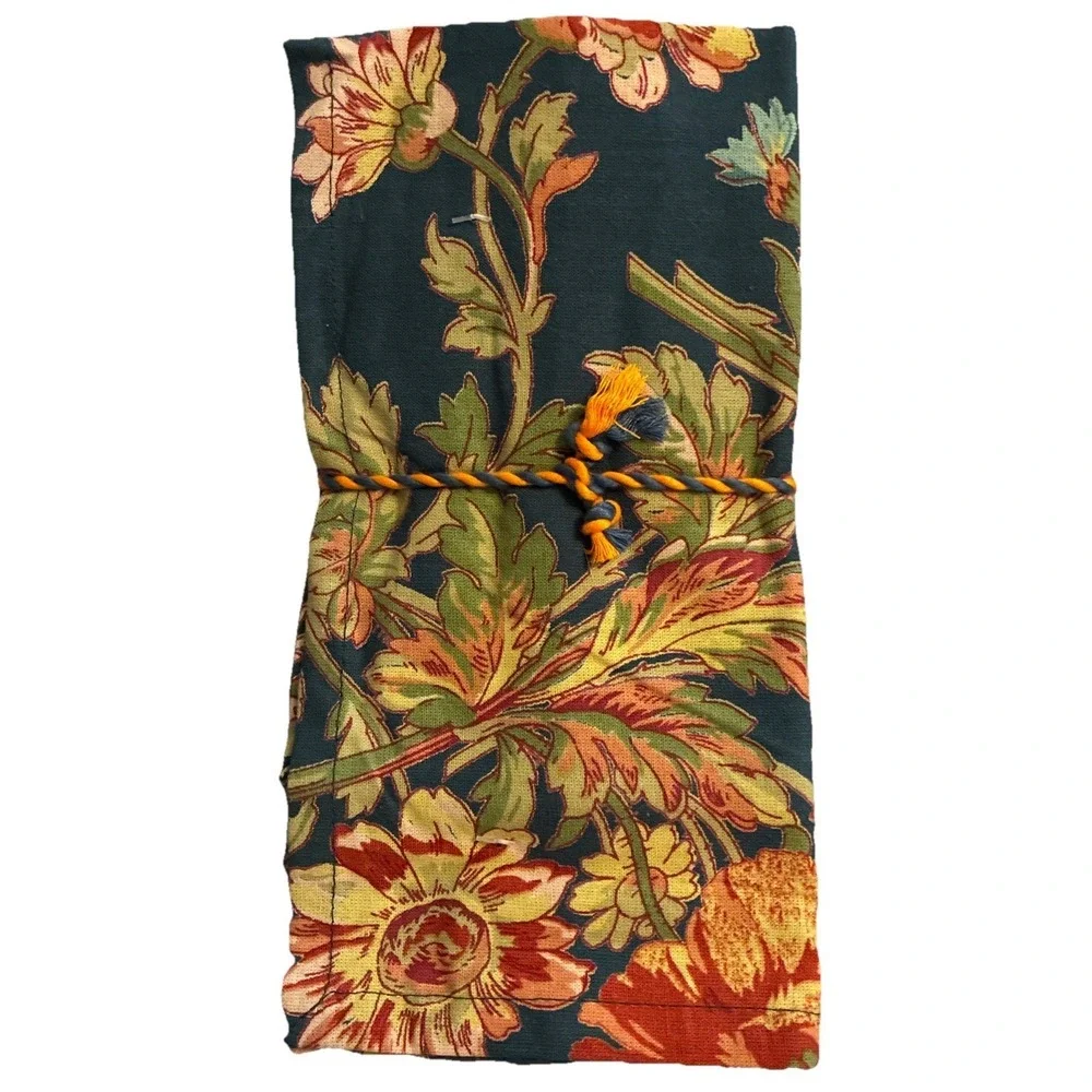 April Cornell Floral Teal Napkins Set 10 16